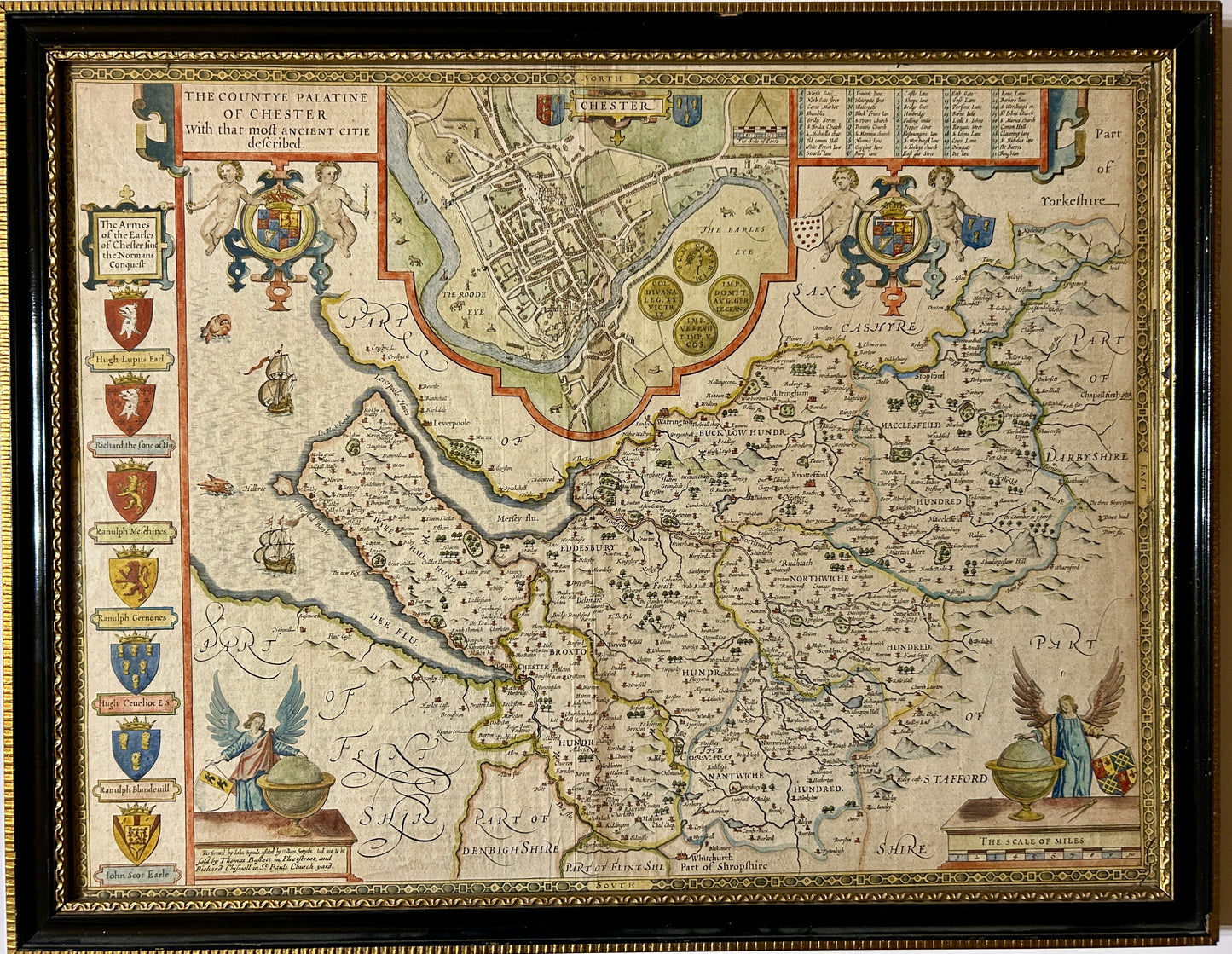 CHESTER MAP BY JOHN SPEEDE 1676 DOUBLE SIDED