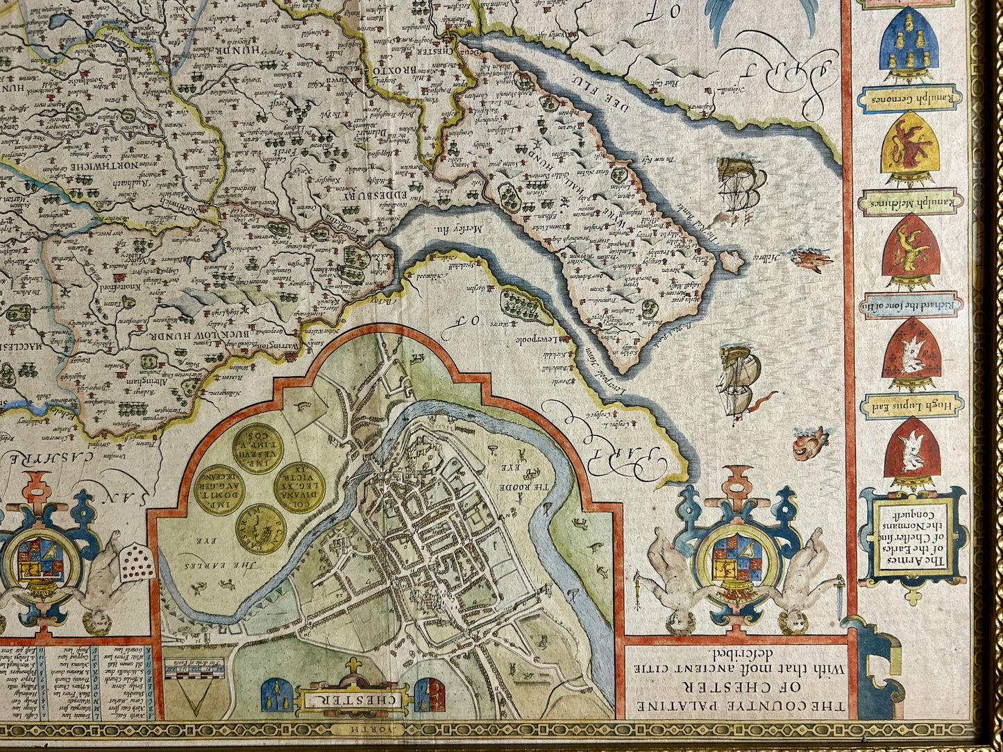 CHESTER MAP BY JOHN SPEEDE 1676 DOUBLE SIDED