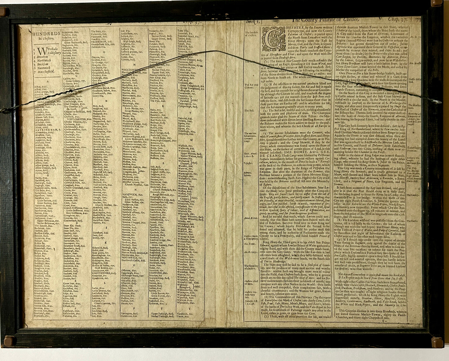 CHESTER MAP BY JOHN SPEEDE 1676 DOUBLE SIDED