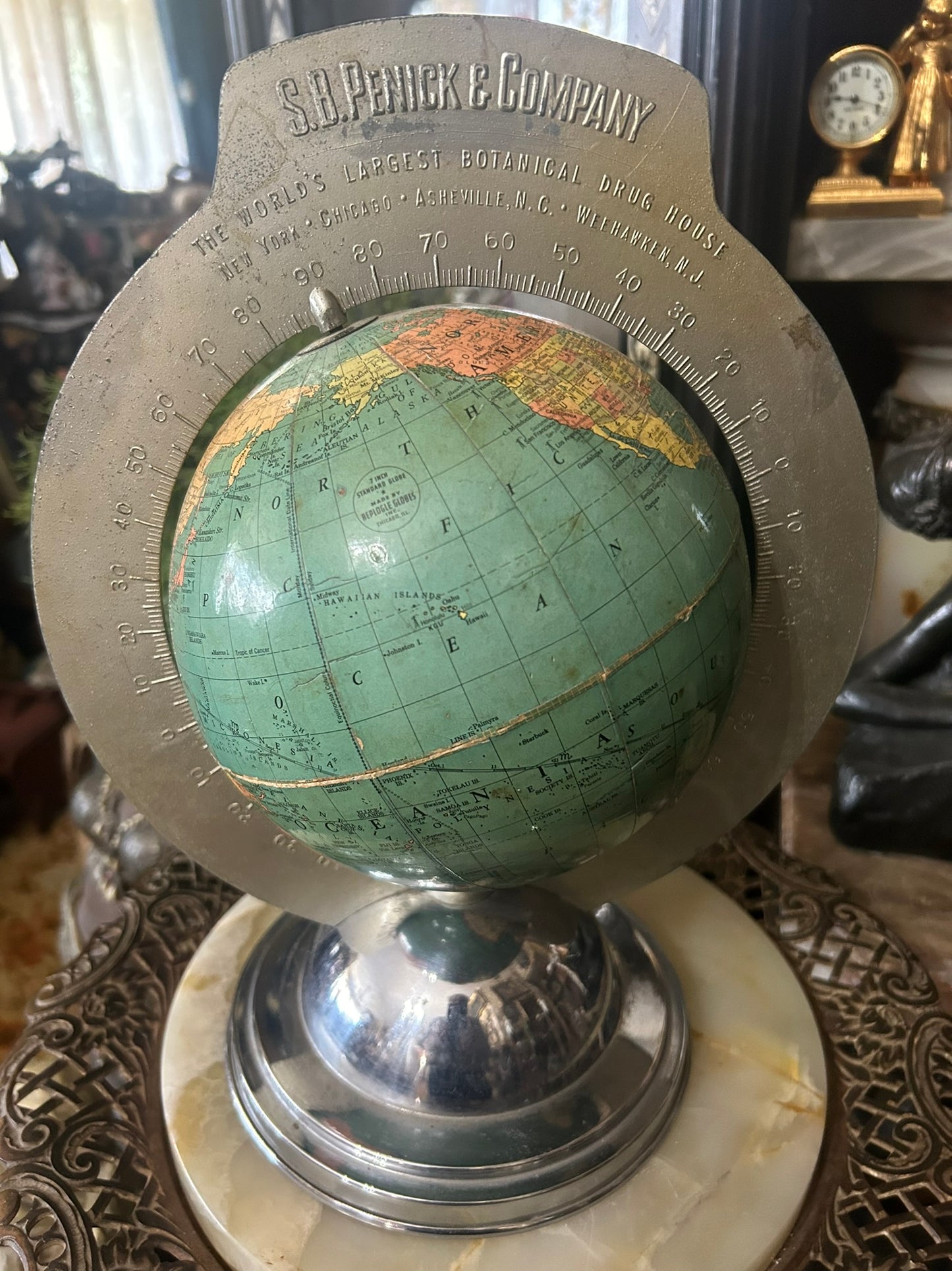 ADVERTISING ANTIQUE PENICK & CO. WORLD GLOBE