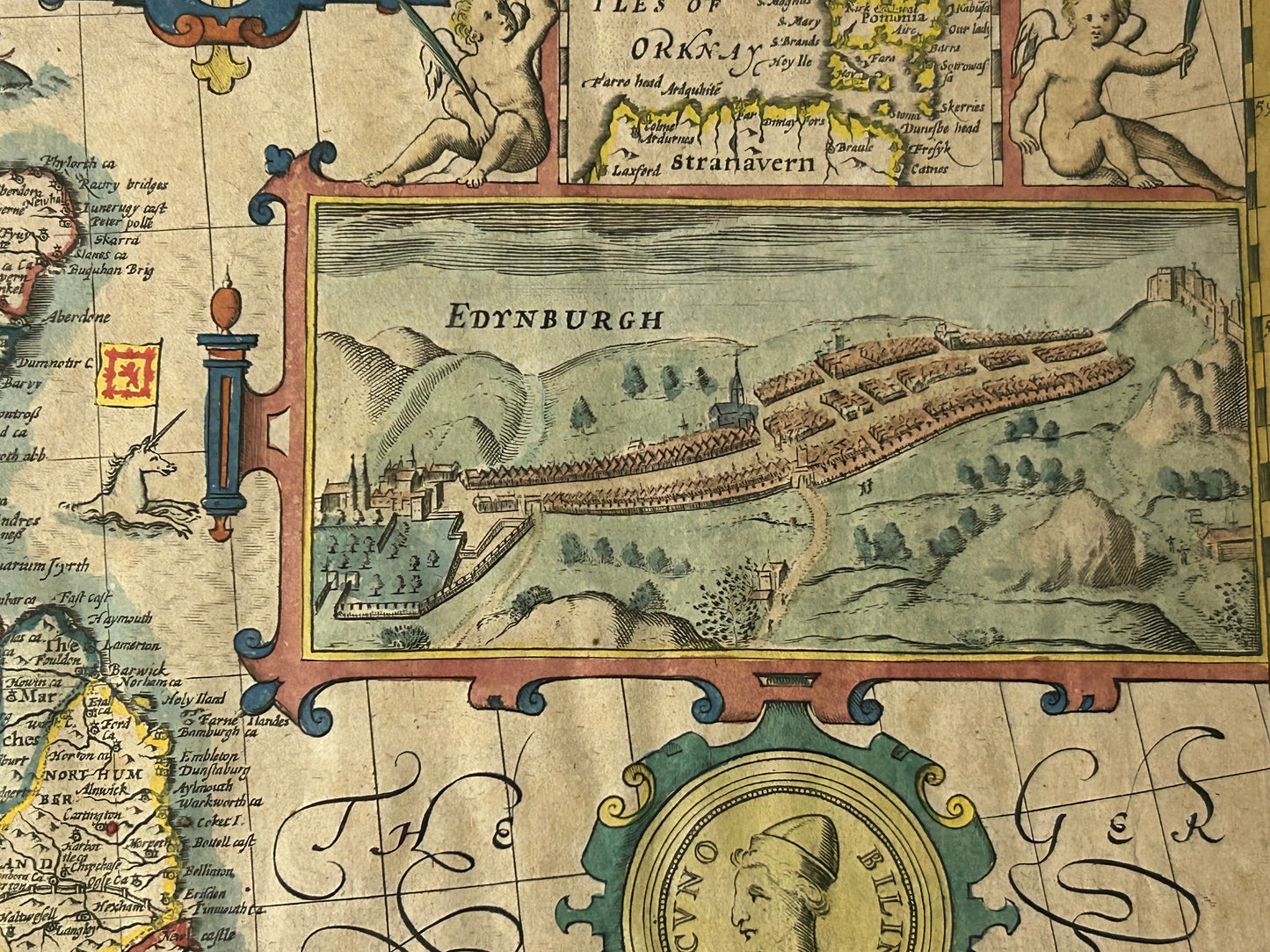 MAP OF THE KINGDON OF GREAT BRITIAN & IRELAND BY I. SPEEDE, DOUBLE SIDED 1600'S