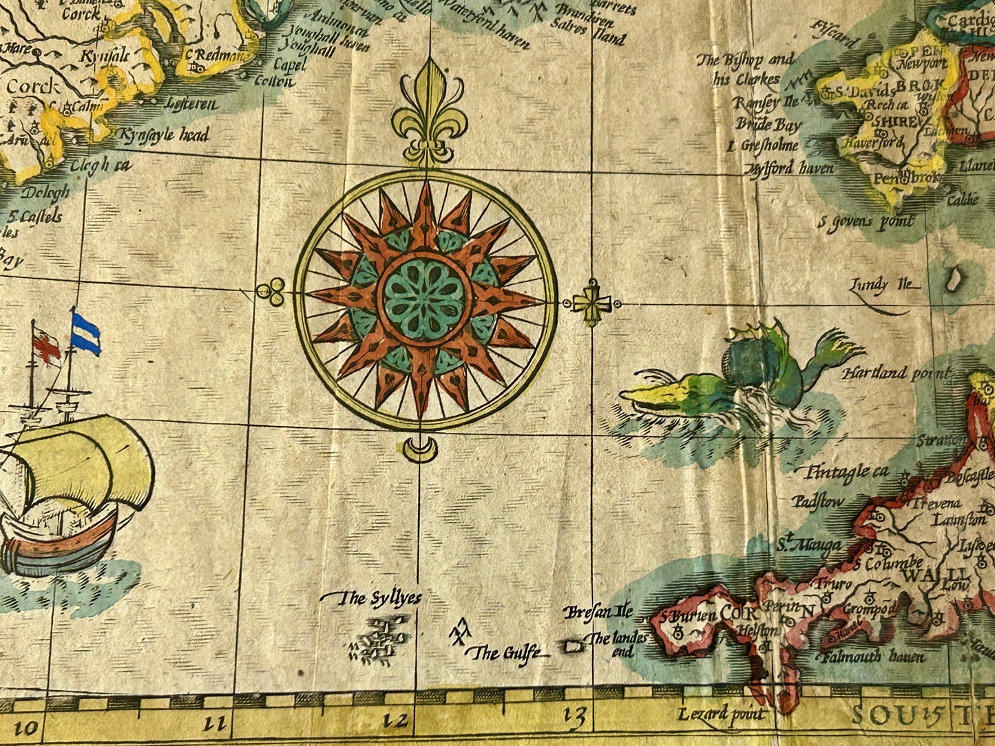 MAP OF THE KINGDON OF GREAT BRITIAN & IRELAND BY I. SPEEDE, DOUBLE SIDED 1600'S