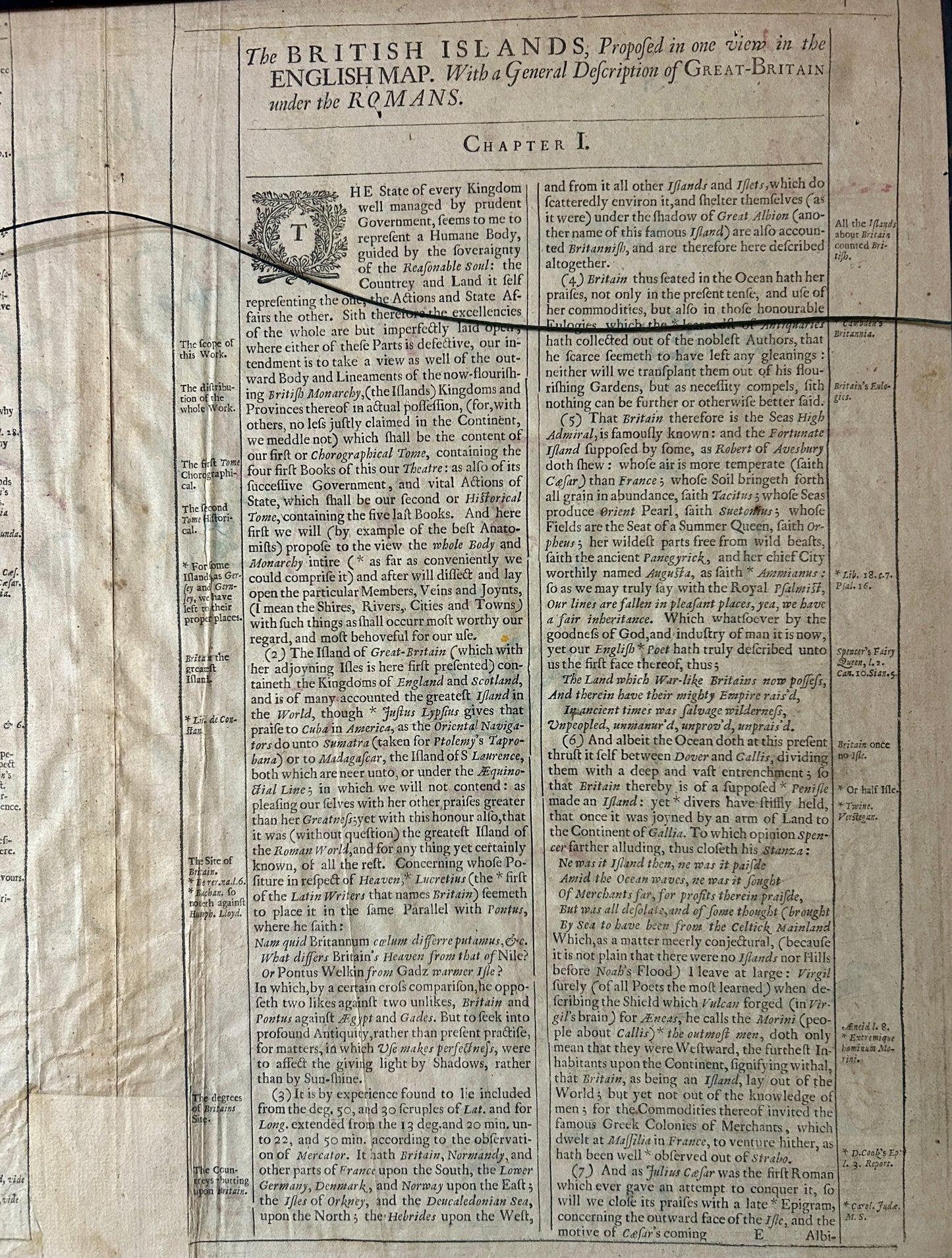 MAP OF THE KINGDON OF GREAT BRITIAN & IRELAND BY I. SPEEDE, DOUBLE SIDED 1600'S