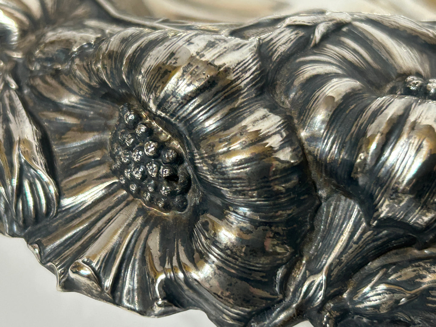 UNGER BROTHERS LARGE STERLING FLORAL BOWL