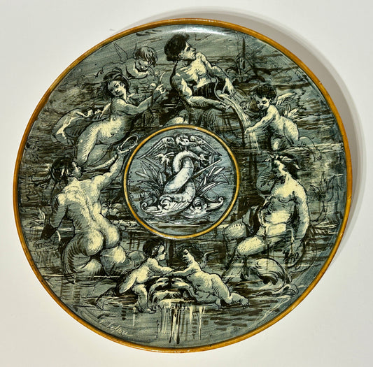 WEDGWOOD EMILE LESSORE DECORATED QUEEN'S WARE CHARGER PLATE
