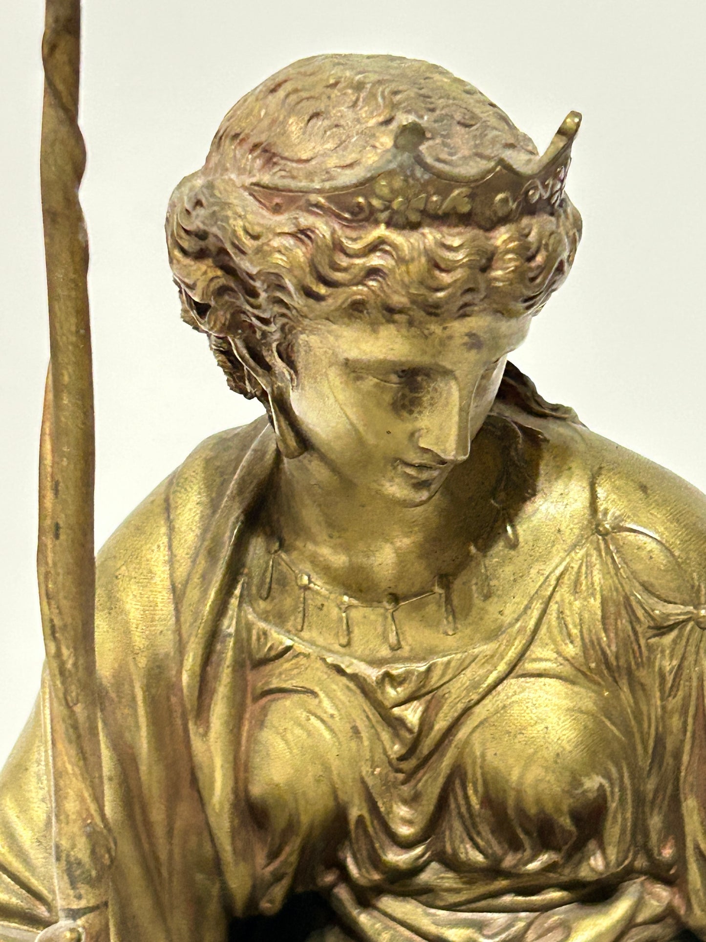 BRONZE SEATED DIANA STATUE BY ETIENNE HENRI DUMAIGE