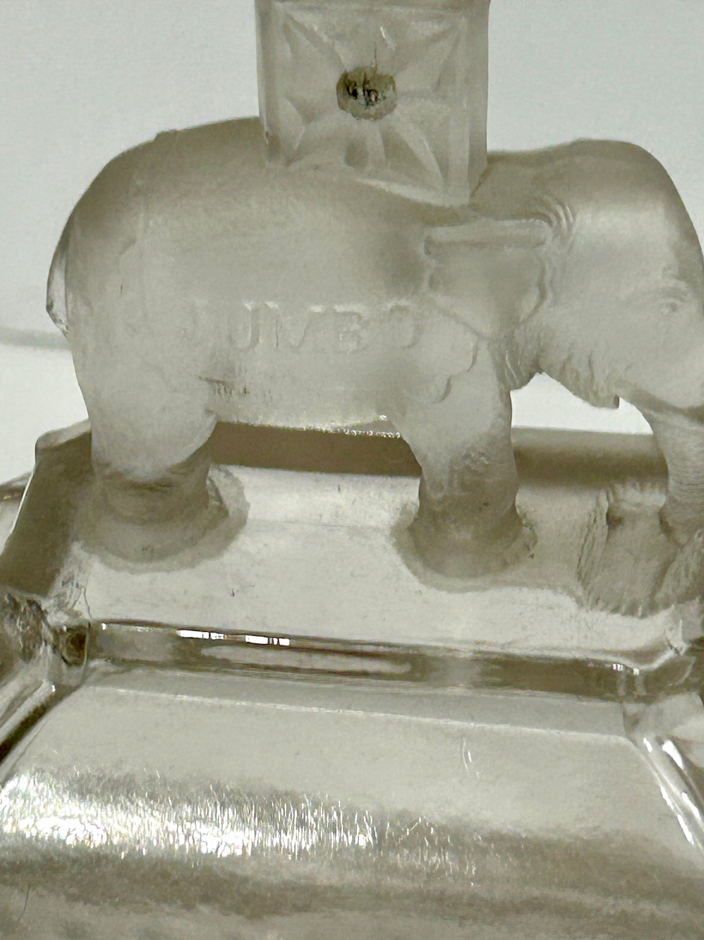 JUMBO ELEPHANT PATTERN GLASS COVERED BUTTER DISH 1883