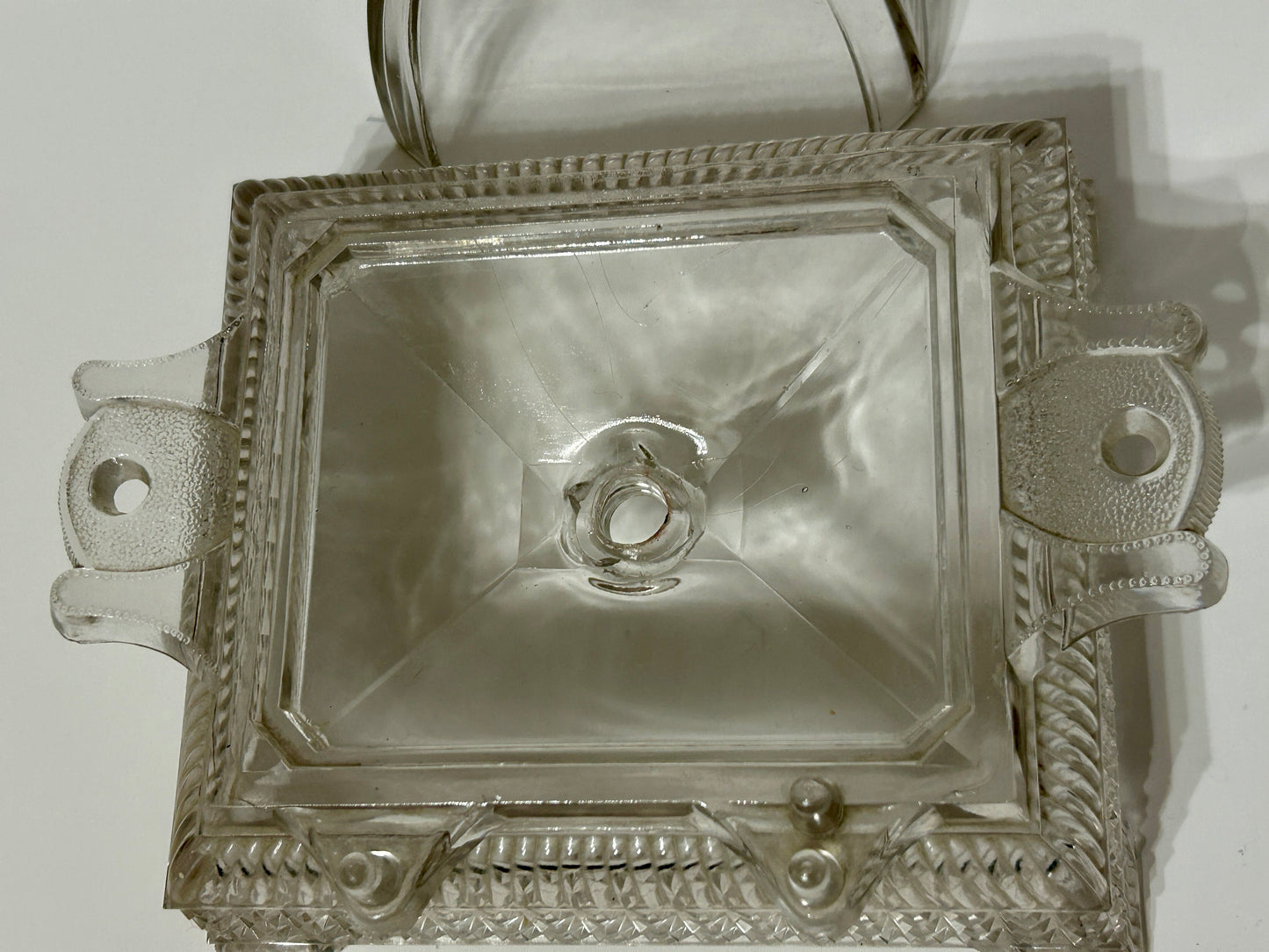 JUMBO ELEPHANT PATTERN GLASS COVERED BUTTER DISH 1883