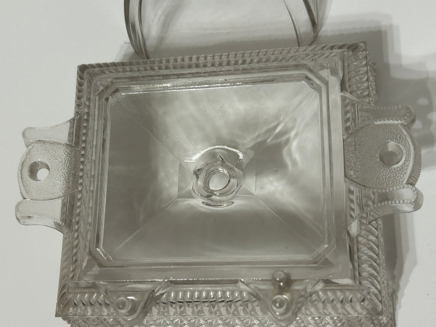 JUMBO ELEPHANT PATTERN GLASS COVERED BUTTER DISH 1883