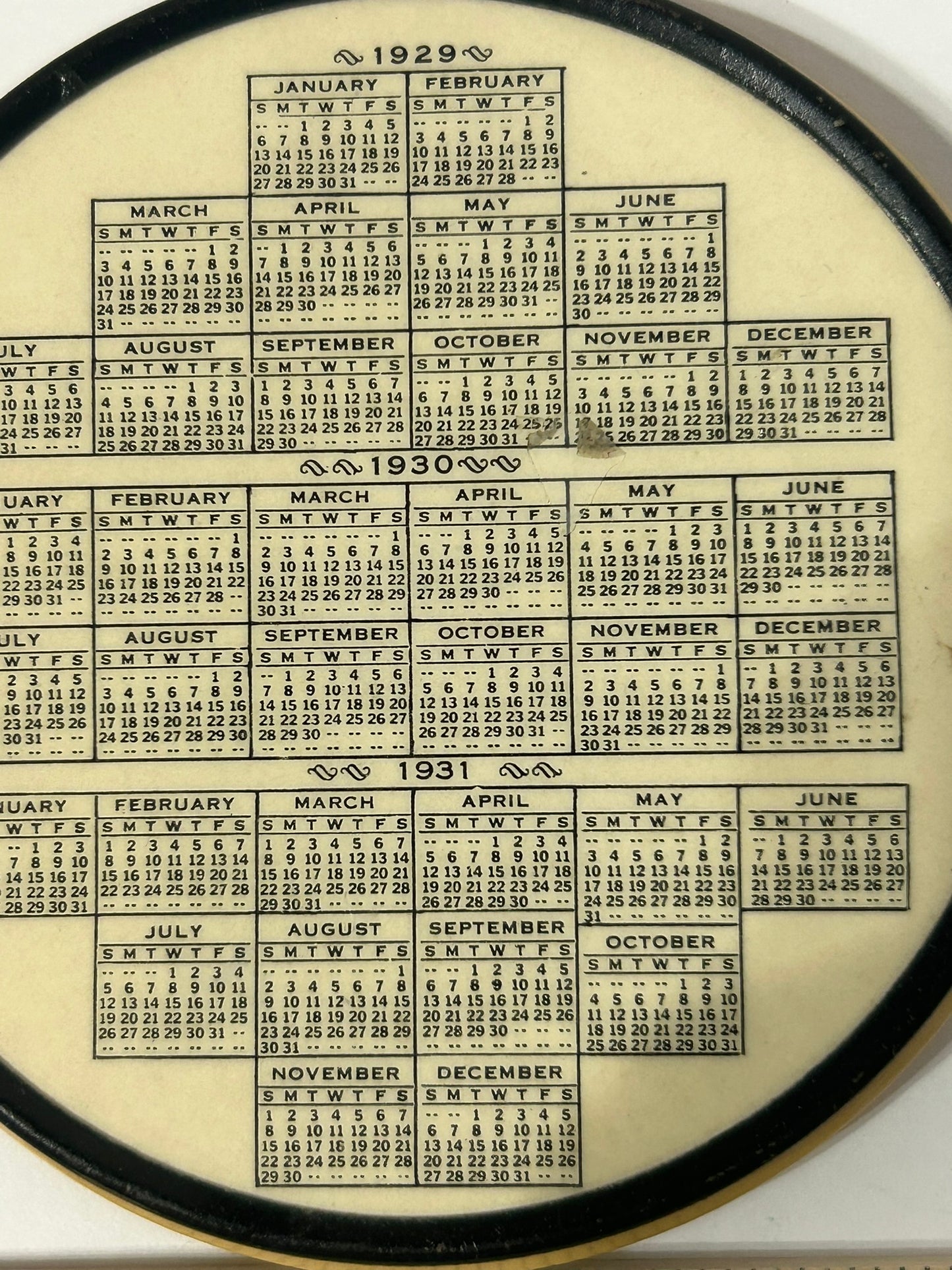 INDIANAPOLIS, INDIANA LUMBER INSURANCE AGENCY 1931 CALENDAR PAPERWEIGHT