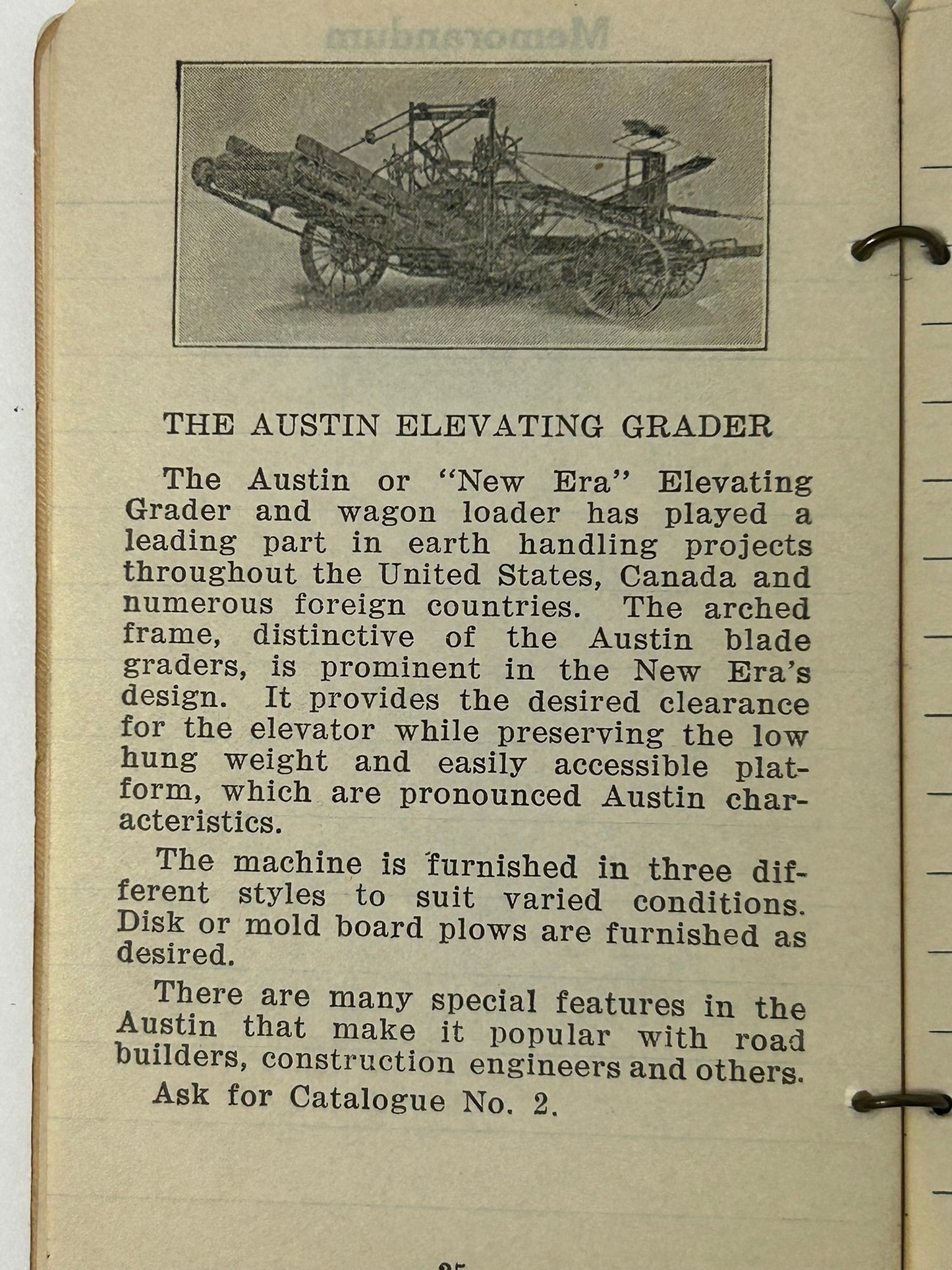 AUSTIN ROAD MACHINERY ADVERTISING 1915 BOOKLET WITH PRETTY GIRL CELLULOID COVER