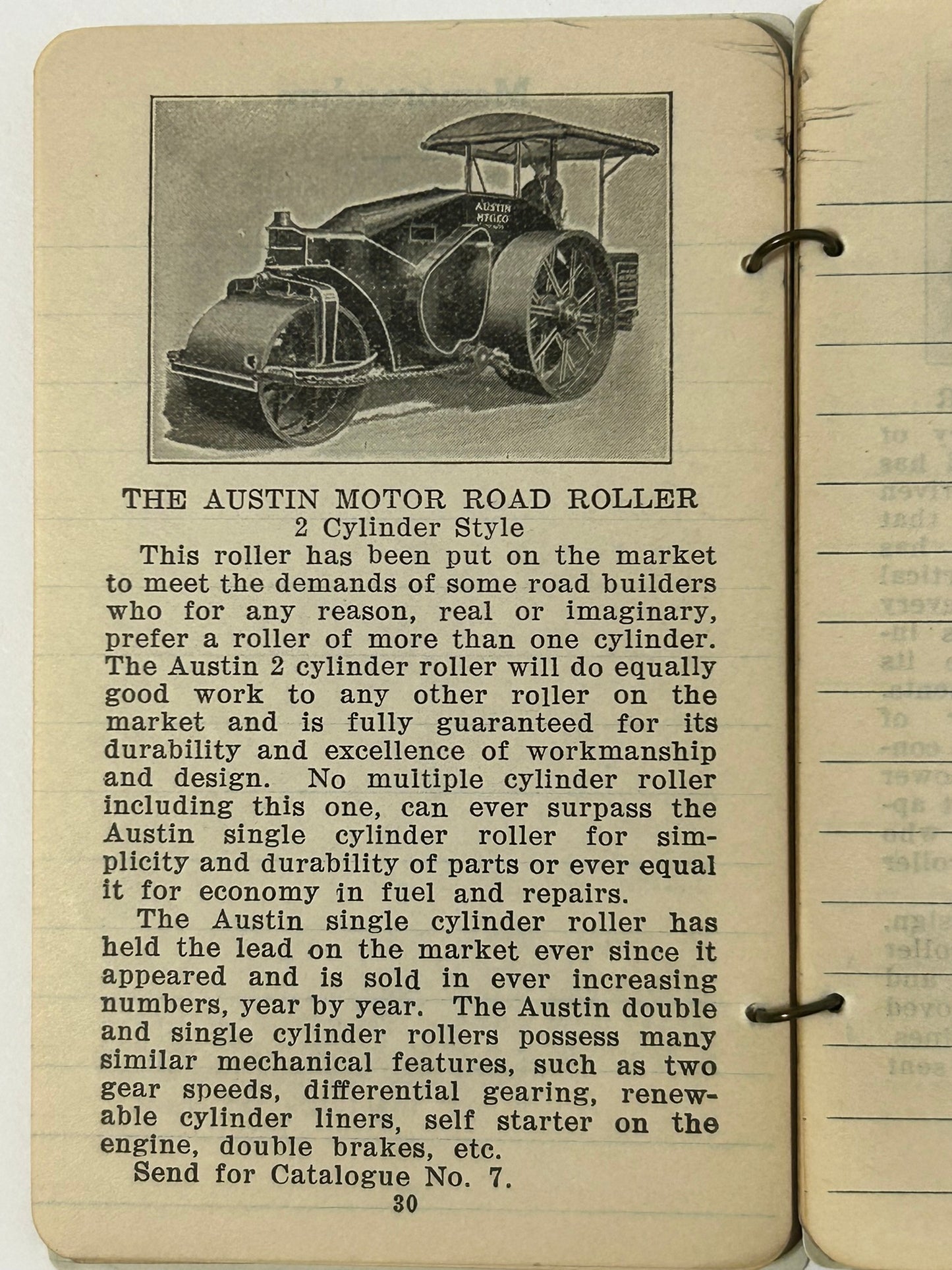 AUSTIN ROAD MACHINERY ADVERTISING 1915 BOOKLET WITH PRETTY GIRL CELLULOID COVER