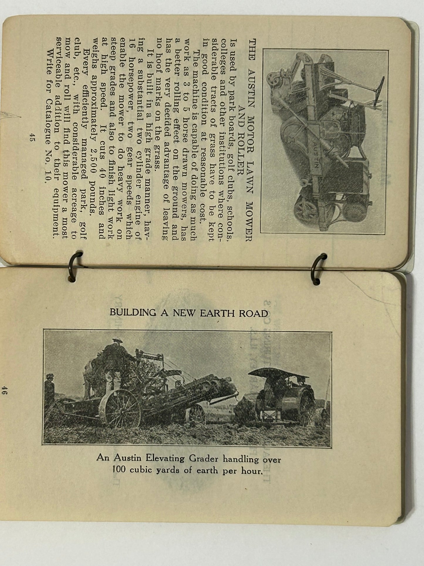 AUSTIN ROAD MACHINERY ADVERTISING 1915 BOOKLET WITH PRETTY GIRL CELLULOID COVER