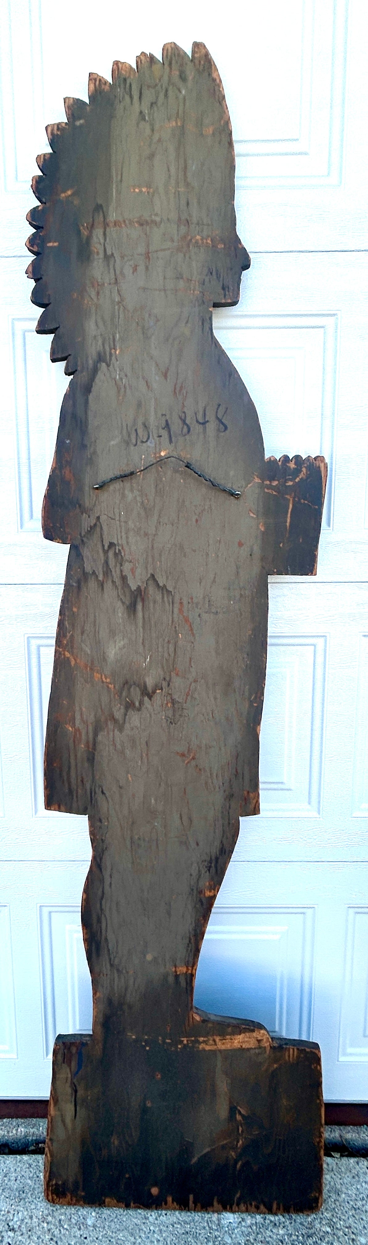 ANTIQUE FOLK ART ADVERTISING FIGURAL WOOD SIGN OF NATIVE AMERICAN