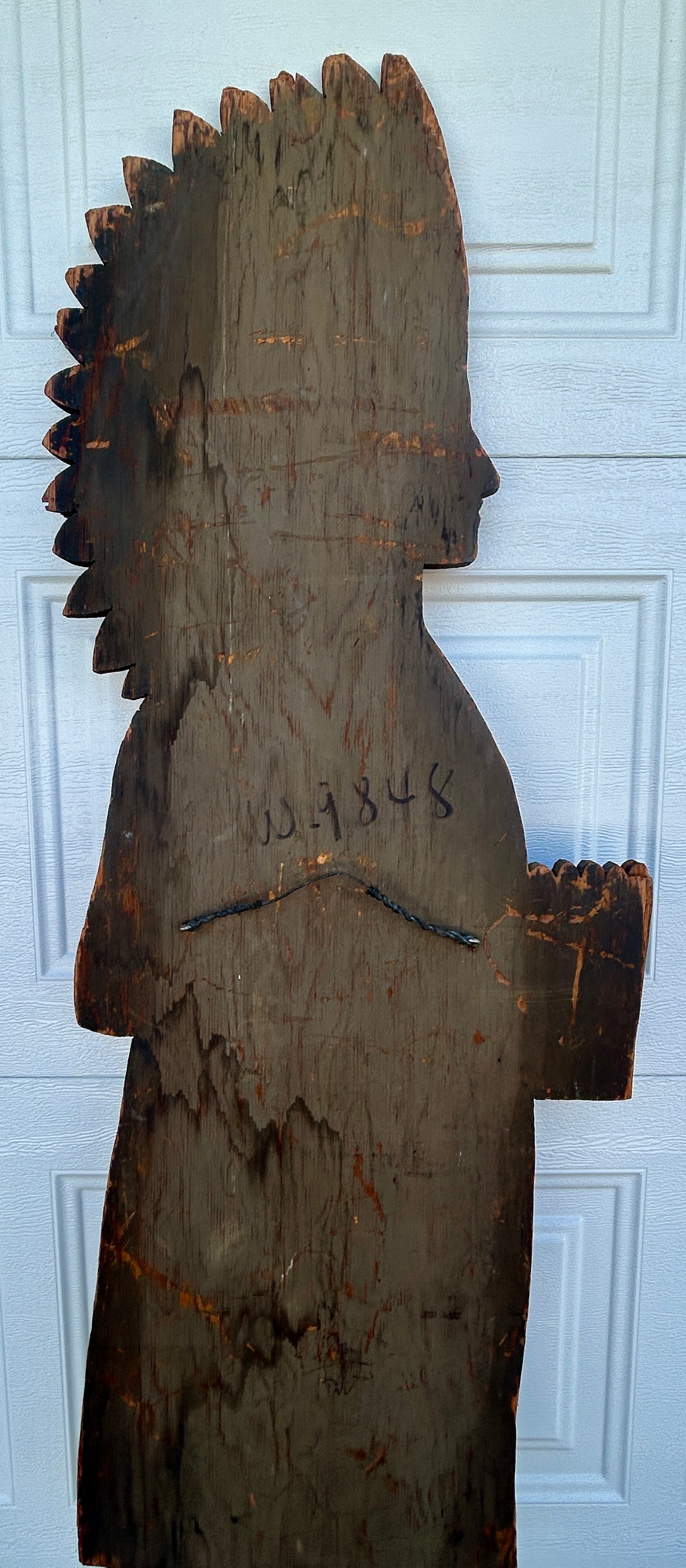 ANTIQUE FOLK ART ADVERTISING FIGURAL WOOD SIGN OF NATIVE AMERICAN