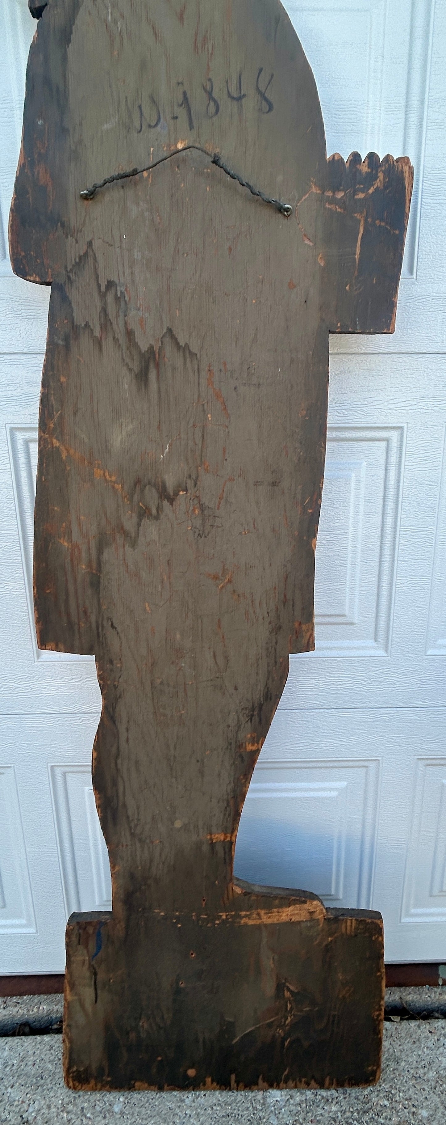 ANTIQUE FOLK ART ADVERTISING FIGURAL WOOD SIGN OF NATIVE AMERICAN