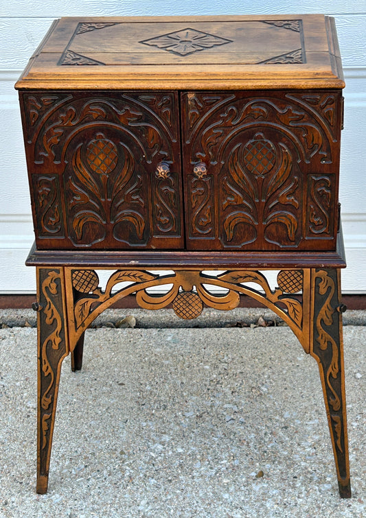 ART DECO SMOKERS CABINET WITH METAL BASE 1930'S