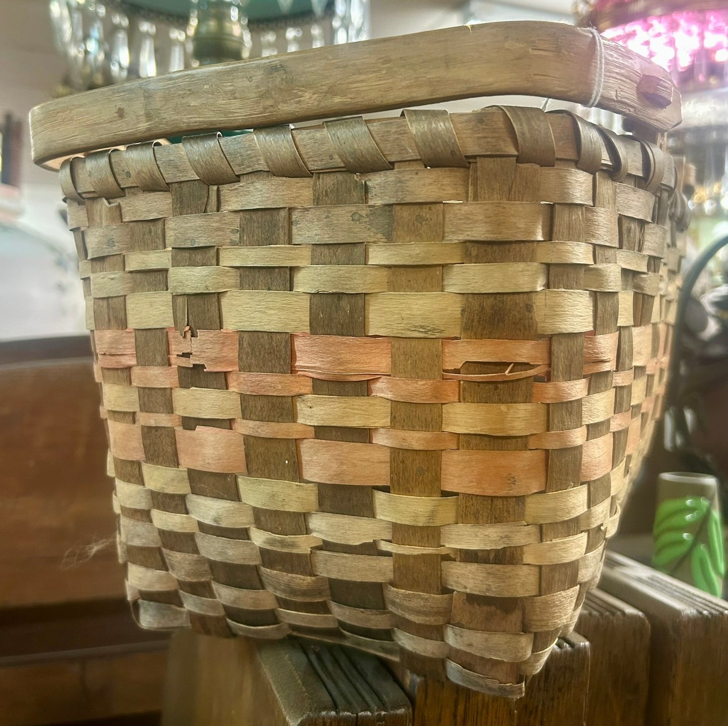 PENOBSCOT TRIBAL BASKET WITH SWING HANDLES