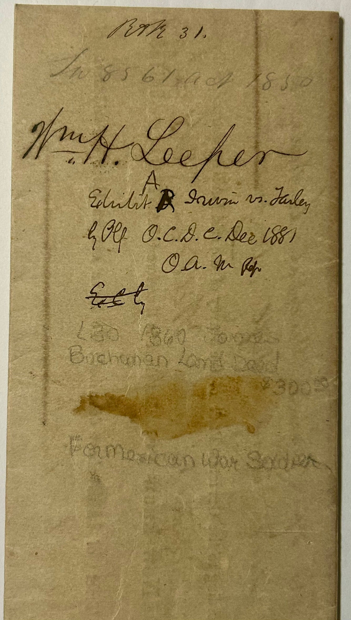MEXICAN WAR VETERAN 1860 LAND DOCUMENT FOR LAND RECEIVED FOR WAR SERVICE