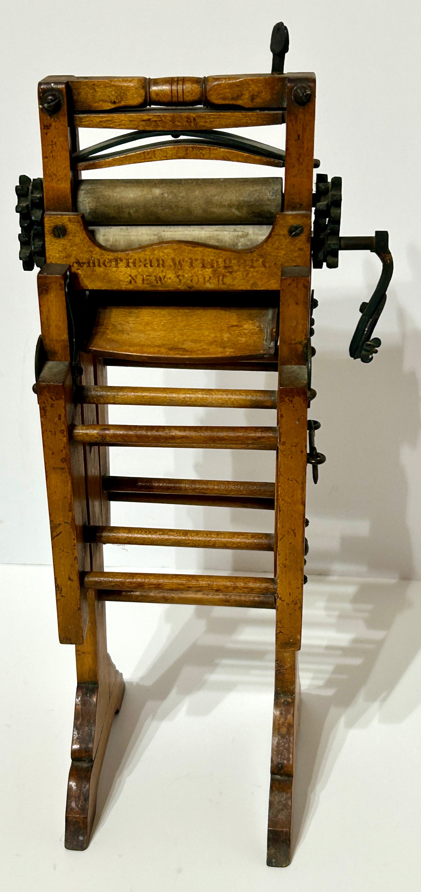 ANTIQUE SALESMAN SAMPLE CLOTHES WRINGER AND STAND