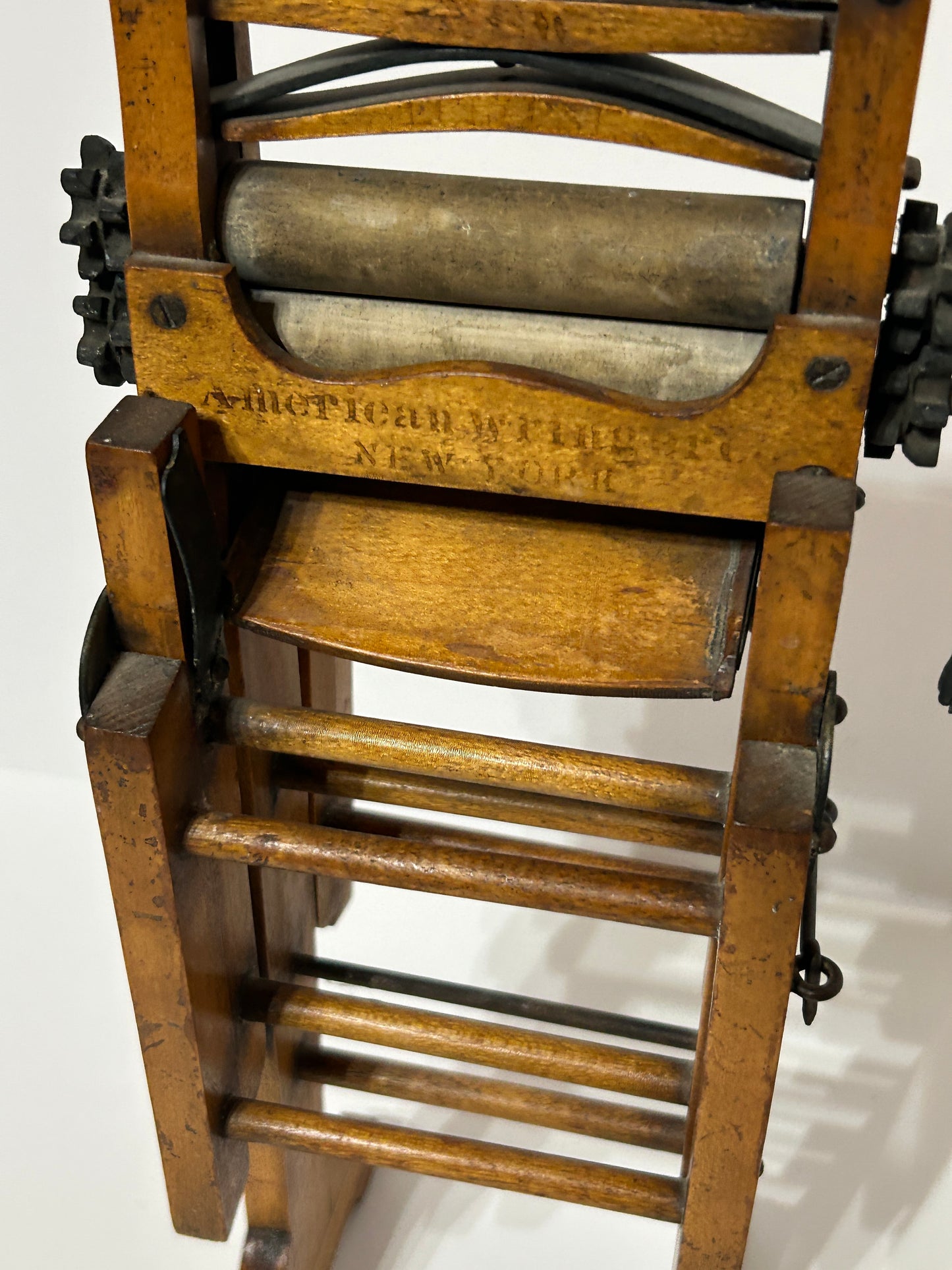 ANTIQUE SALESMAN SAMPLE CLOTHES WRINGER AND STAND
