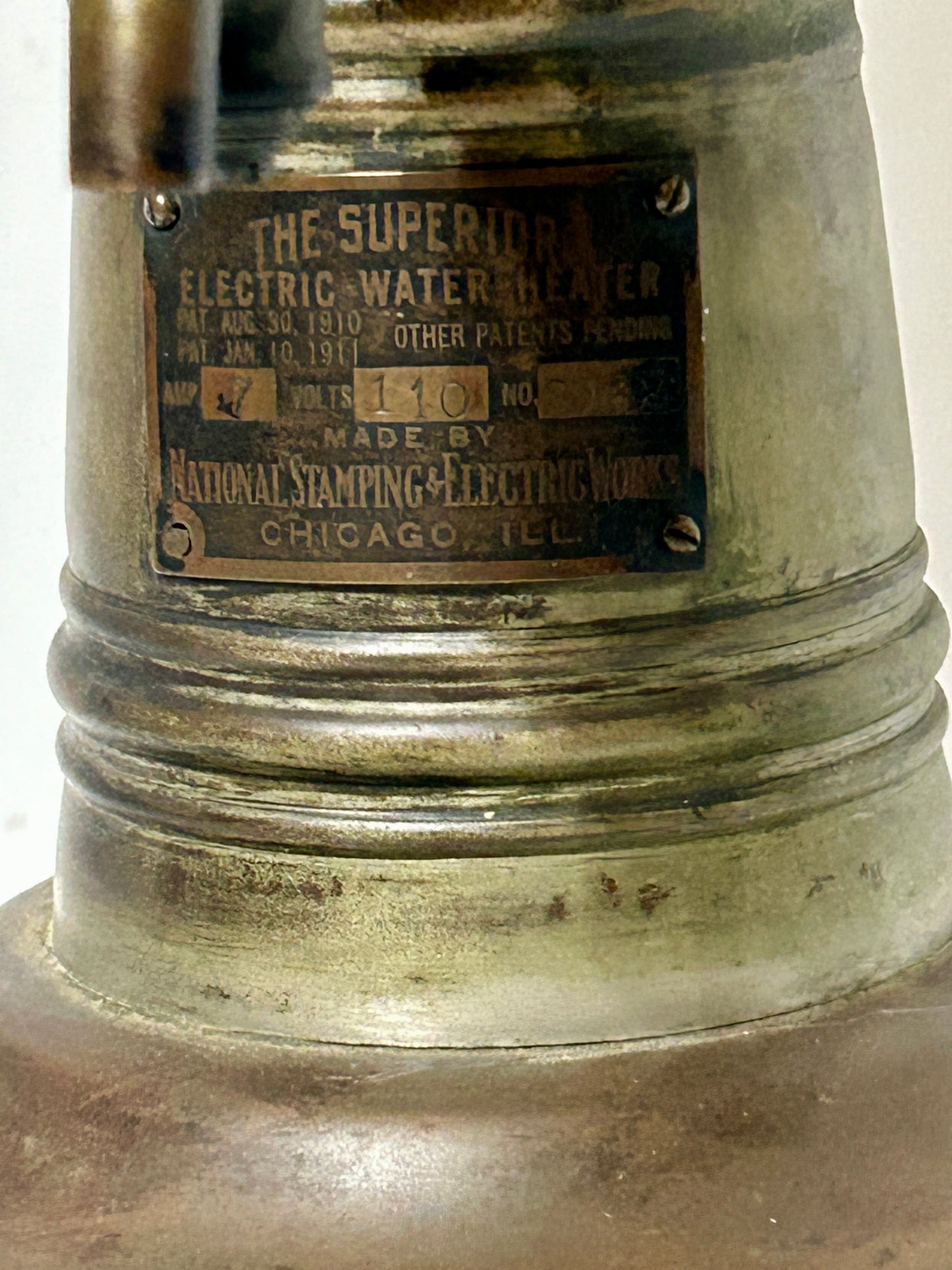 HOT WATER HEATER LAMP FOR BARBER SHOP PAT. 1911