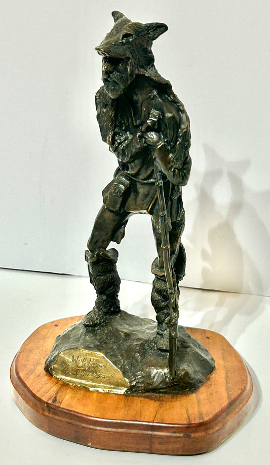 NEBRASKA ARTIST THOMAS PALMERTON 1932-2015 BRONZE "WOLF HUNTER"