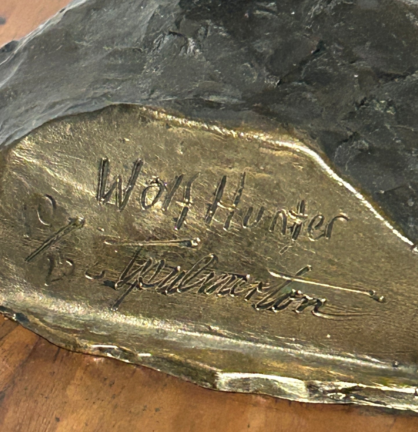 NEBRASKA ARTIST THOMAS PALMERTON 1932-2015 BRONZE "WOLF HUNTER"