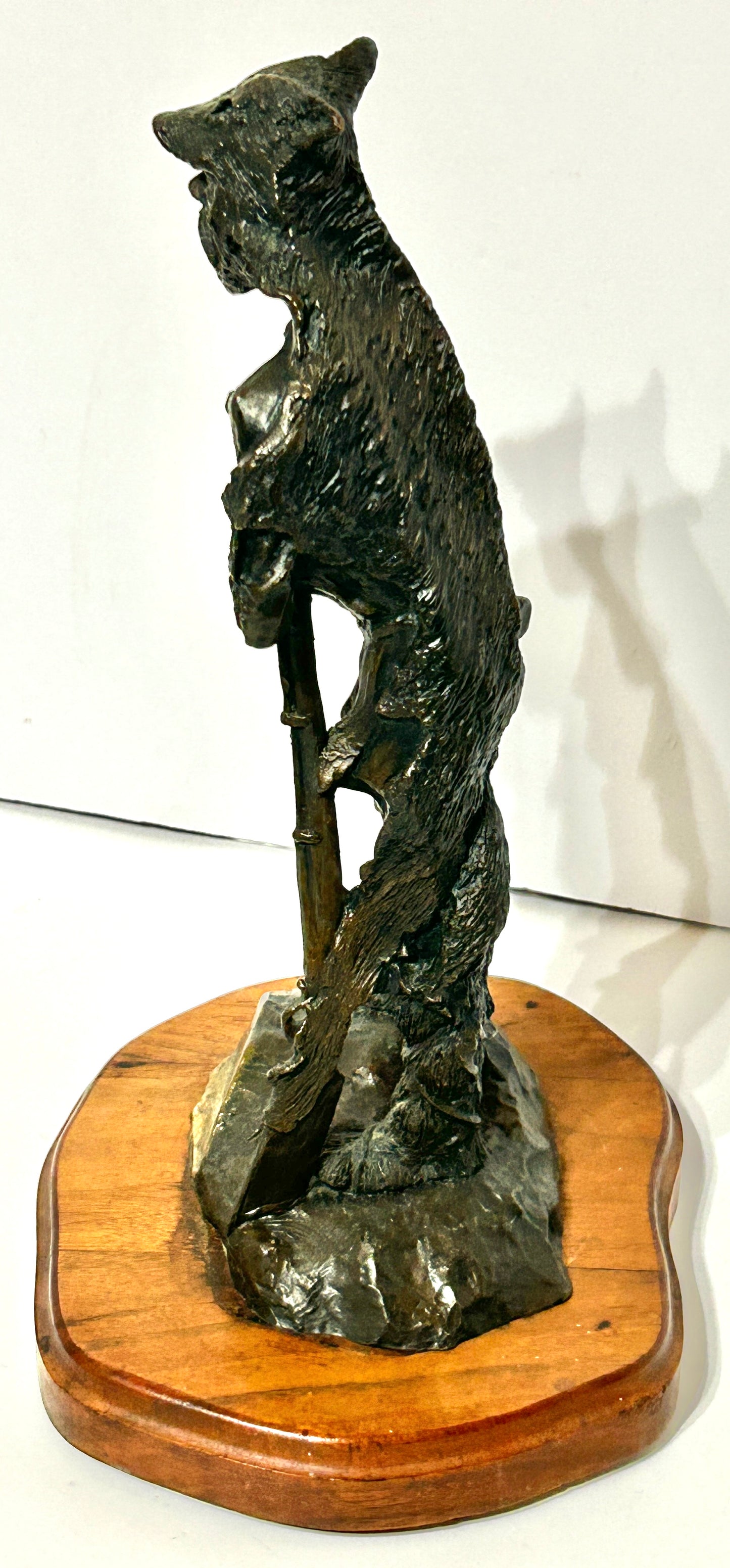 NEBRASKA ARTIST THOMAS PALMERTON 1932-2015 BRONZE "WOLF HUNTER"