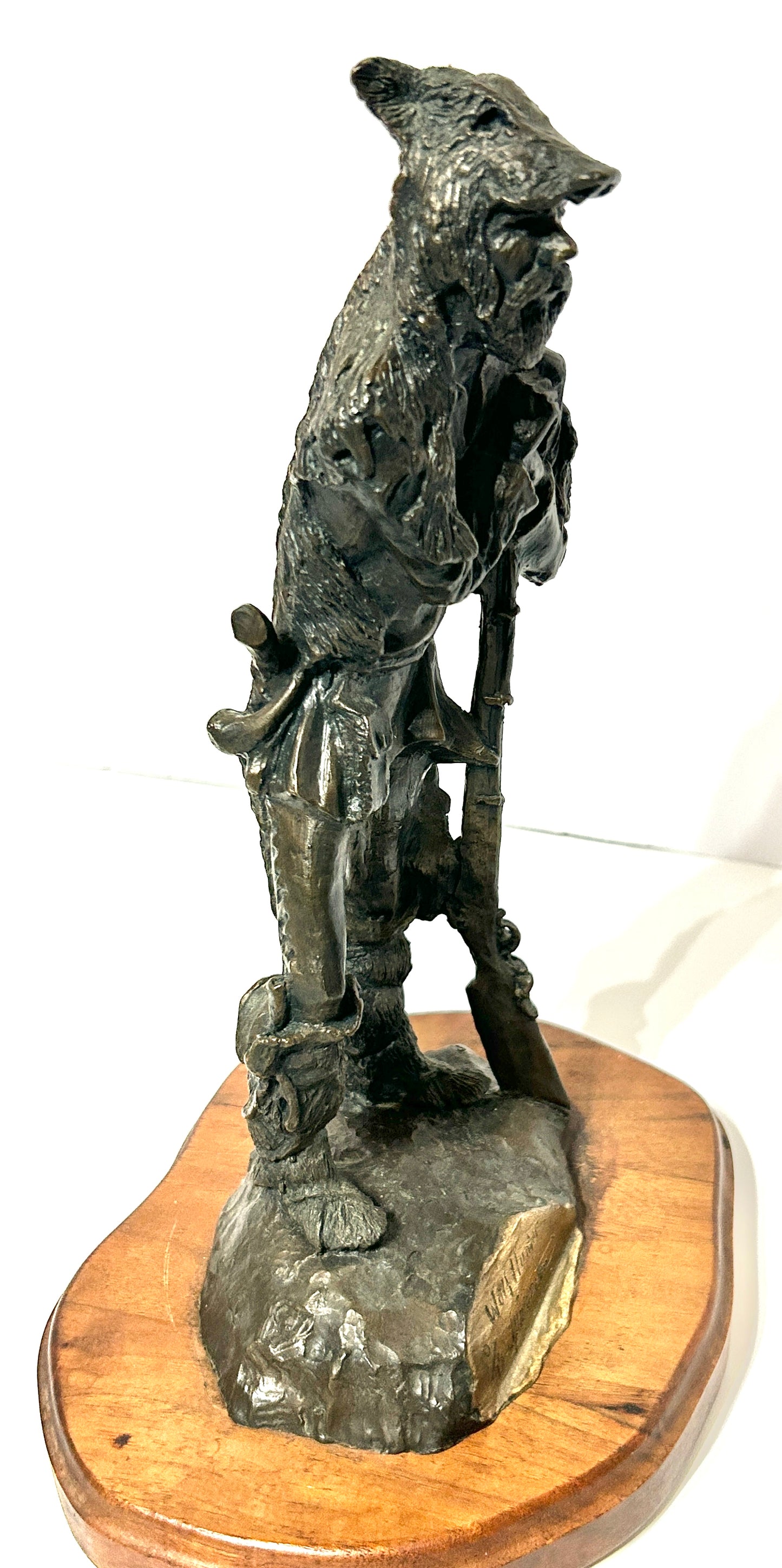NEBRASKA ARTIST THOMAS PALMERTON 1932-2015 BRONZE "WOLF HUNTER"