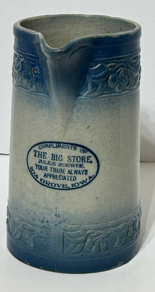 RED WING CHERRY BAND ADVERTISING PITCHER FOR IDA GROVE, IOWA