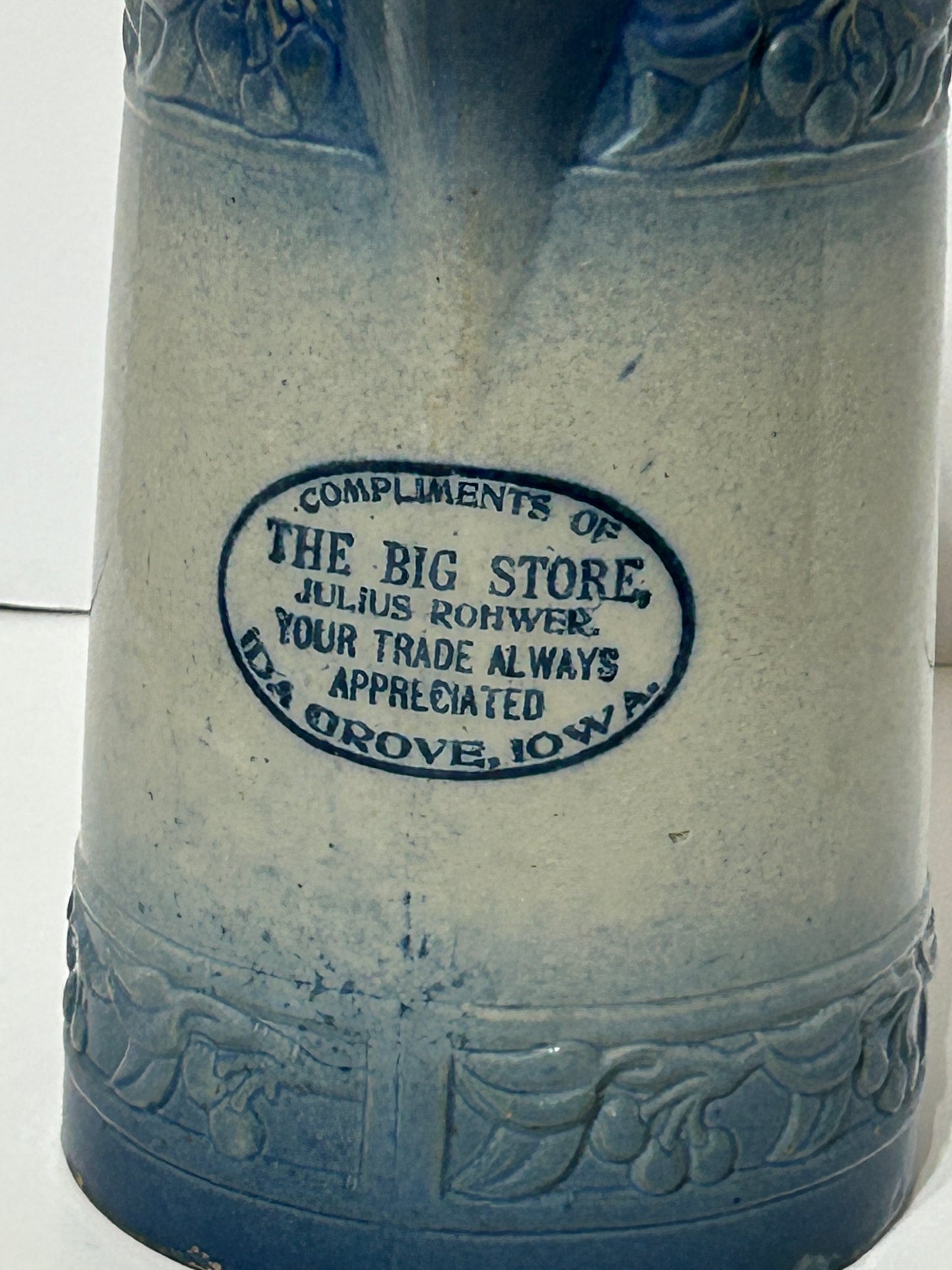 RED WING CHERRY BAND ADVERTISING PITCHER FOR IDA GROVE, IOWA