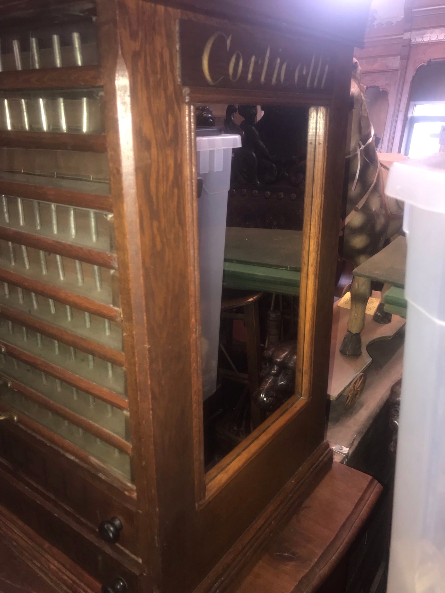 ANTIQUE CORTICELLI SILK THREAD CABINET