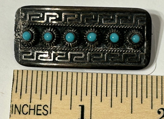 SILVER AND TURQUOISE SOUTHWEST DESIGN PIN