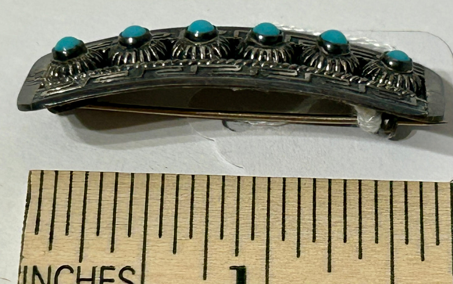 SILVER AND TURQUOISE SOUTHWEST DESIGN PIN