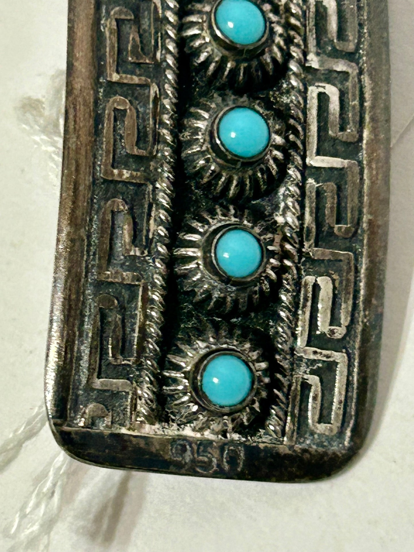 SILVER AND TURQUOISE SOUTHWEST DESIGN PIN