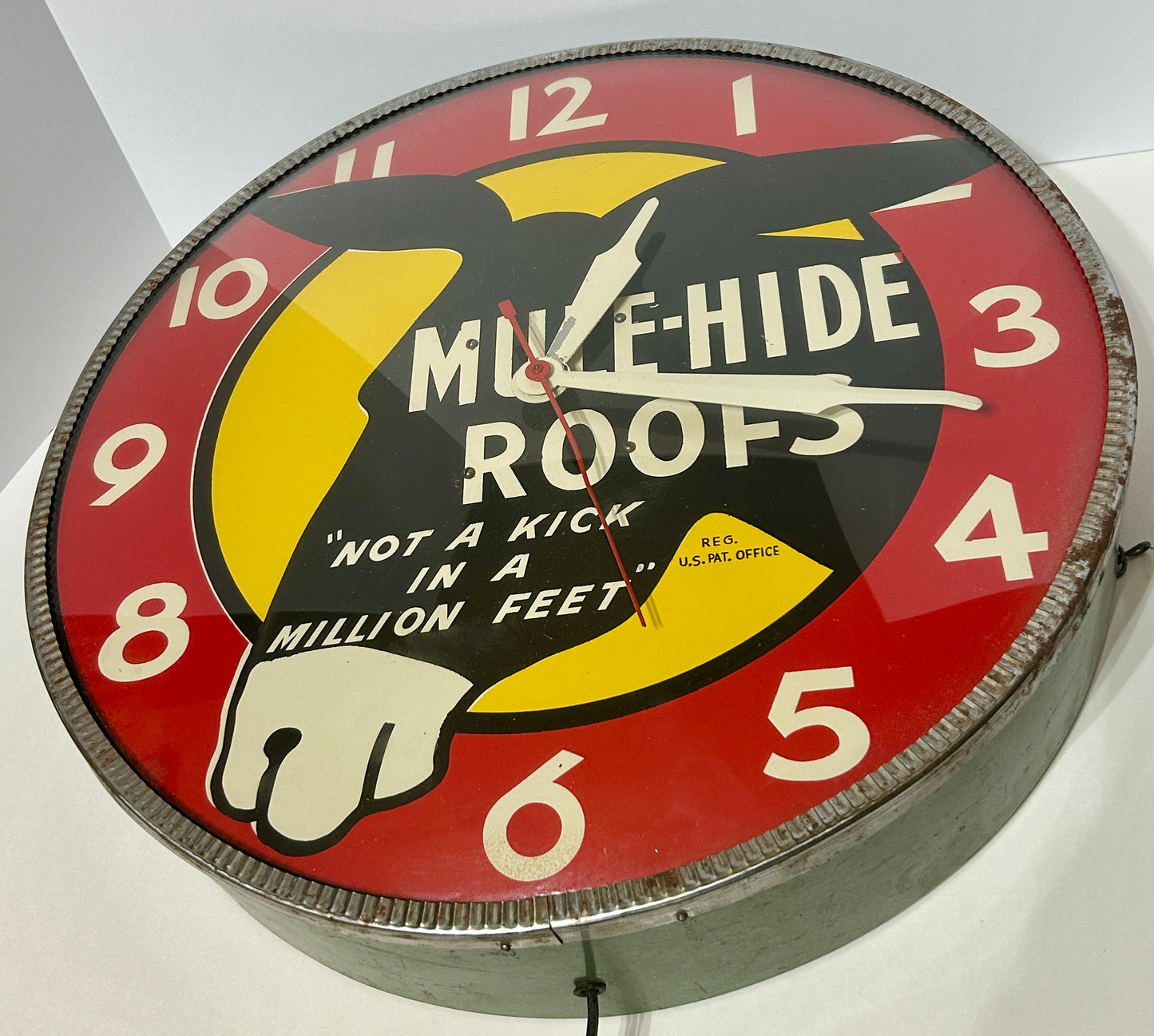MULE HIDE ROOFS LARGE ADVERTISING ELECTRIC CLOCK