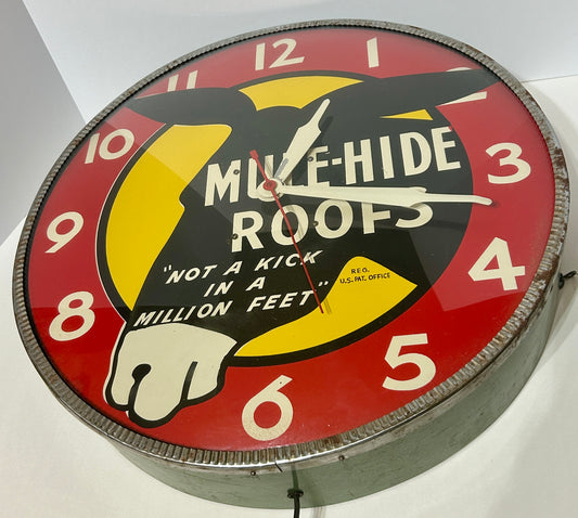 MULE HIDE ROOFS LARGE ADVERTISING ELECTRIC CLOCK