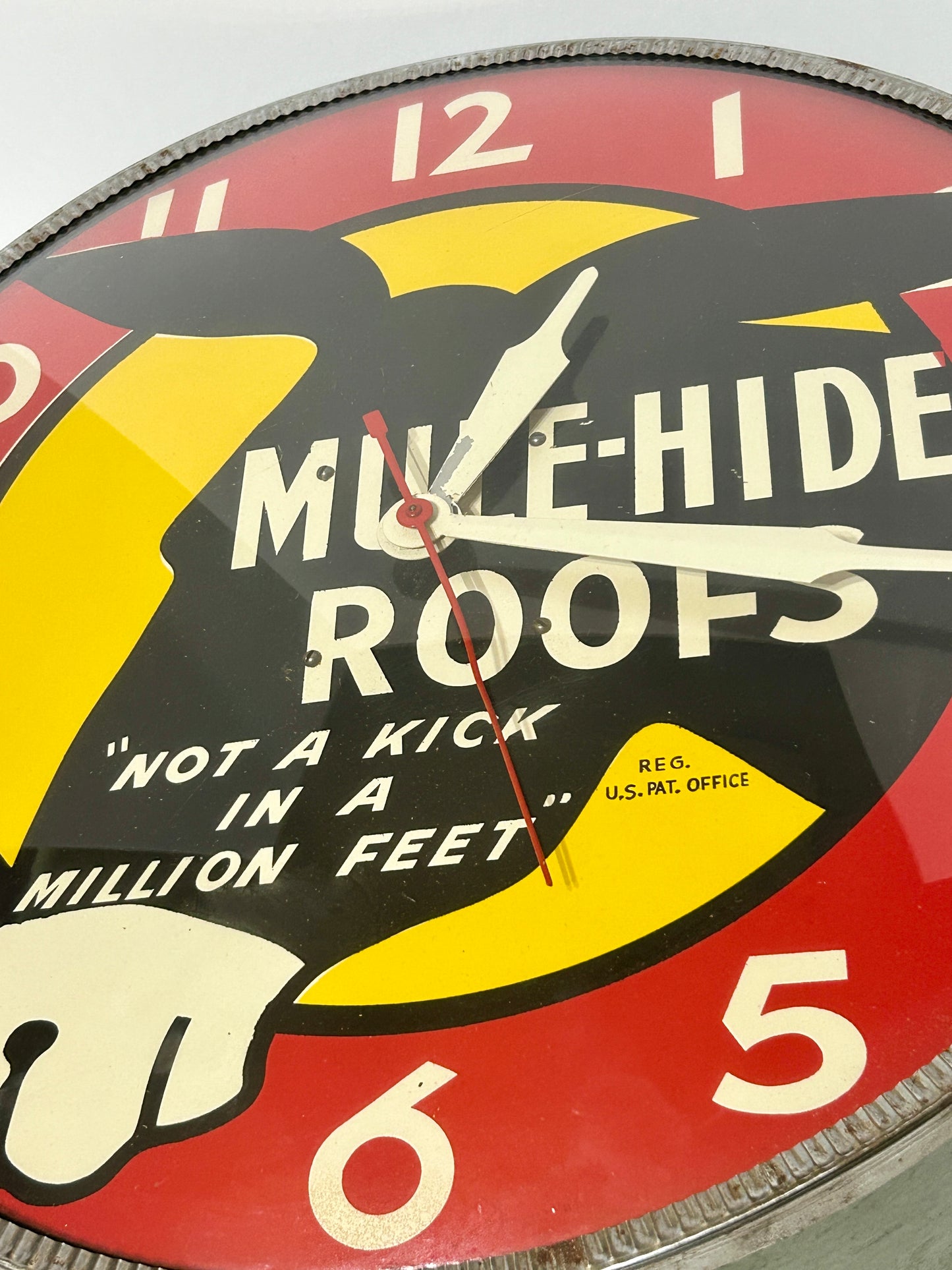 MULE HIDE ROOFS LARGE ADVERTISING ELECTRIC CLOCK