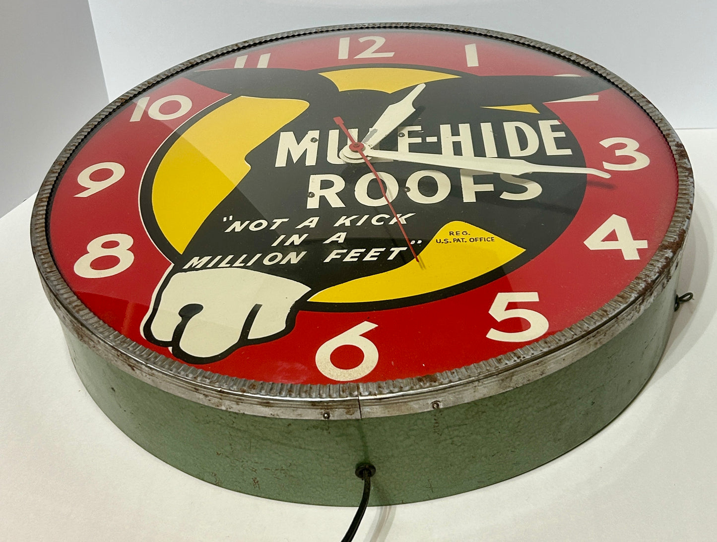 MULE HIDE ROOFS LARGE ADVERTISING ELECTRIC CLOCK