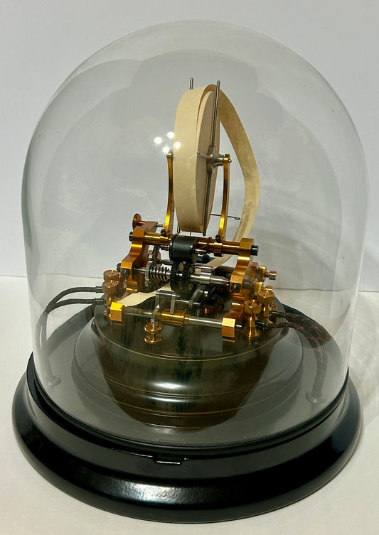 STOCK TICKER TAPE MACHINE WITH GLASS DOME BY BERNER MACHINE LABS