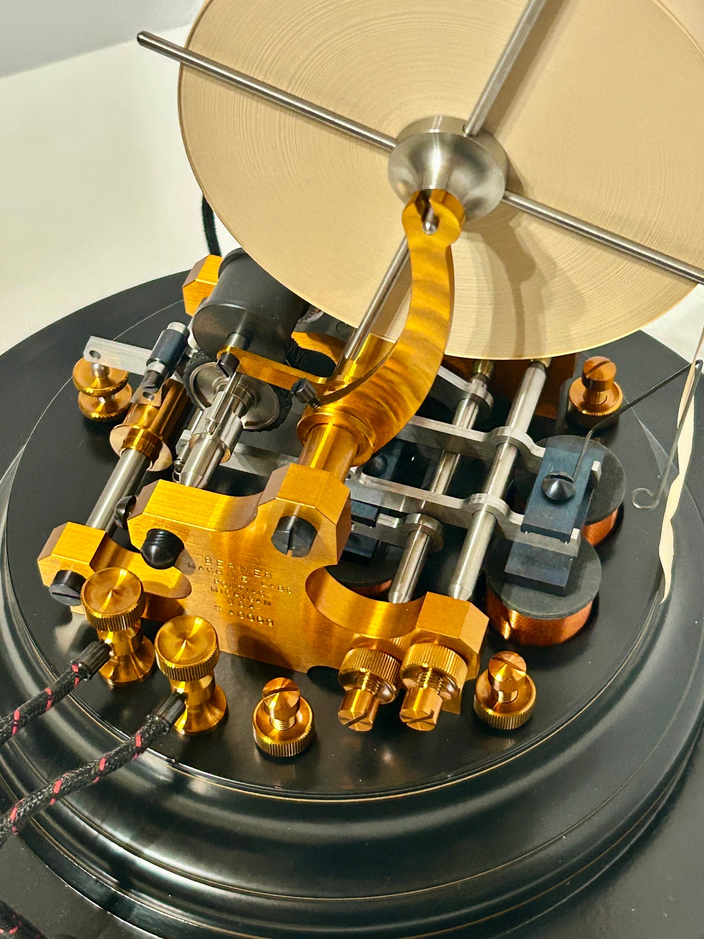 STOCK TICKER TAPE MACHINE WITH GLASS DOME BY BERNER MACHINE LABS