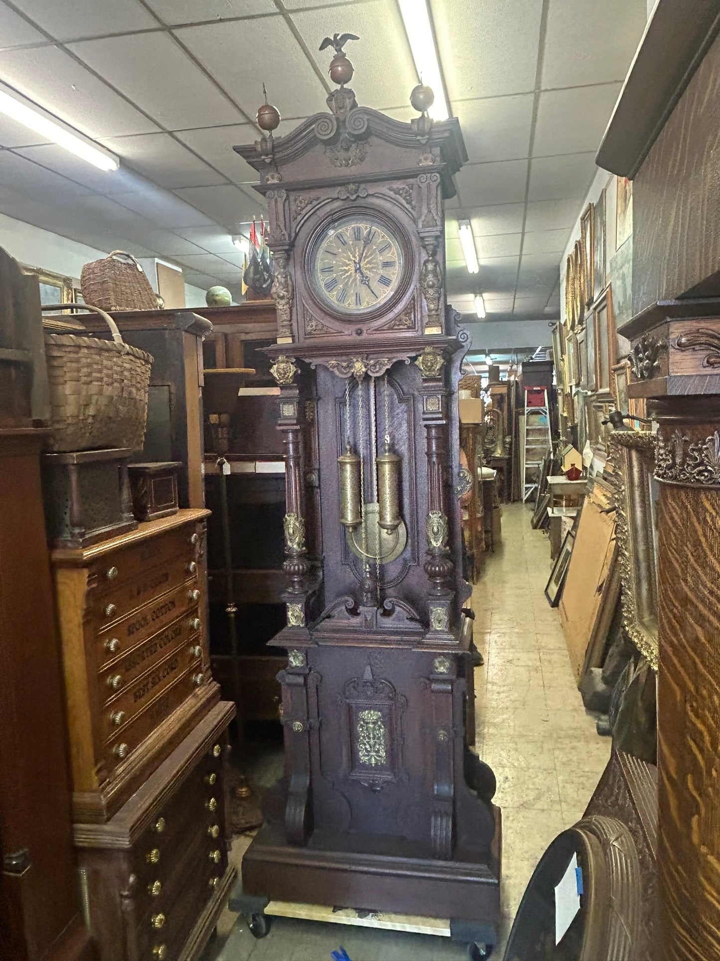 AUSTRIAN FANCY FLOOR CLOCK WITH ORMOLU MOUNTS