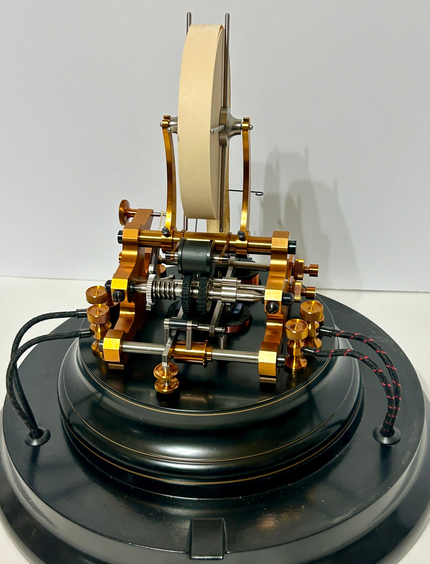 STOCK TICKER TAPE MACHINE WITH GLASS DOME BY BERNER MACHINE LABS