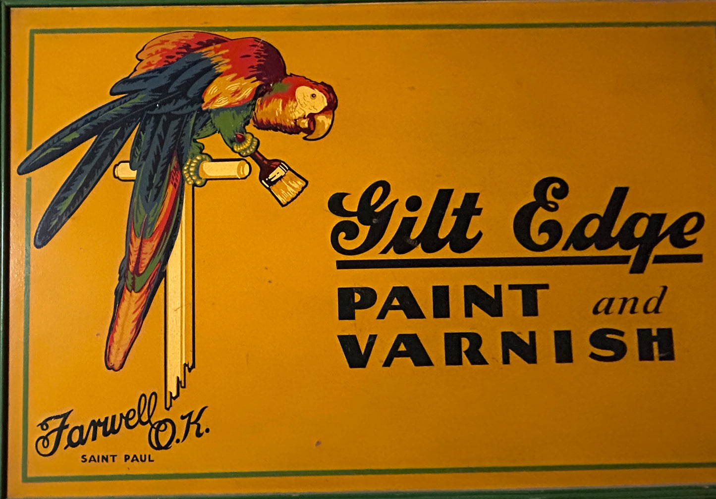 GILT EDGE PAINT AND VARNISH ANTIQUE WOOD SIGN