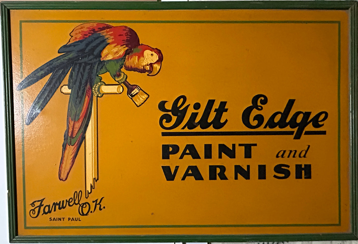 GILT EDGE PAINT AND VARNISH ANTIQUE WOOD SIGN