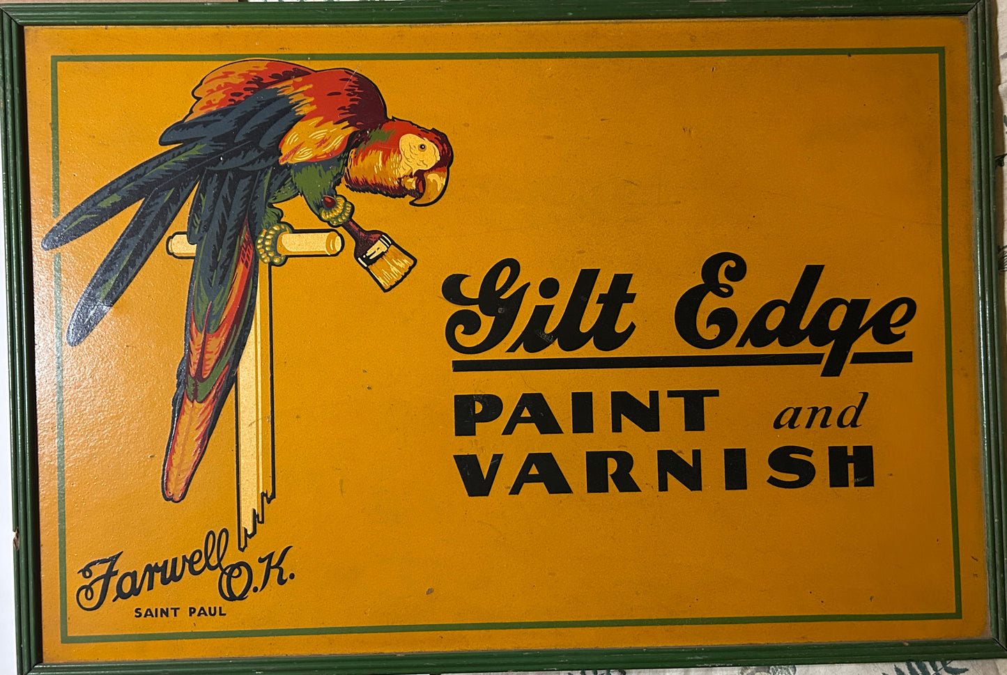 GILT EDGE PAINT AND VARNISH ANTIQUE WOOD SIGN