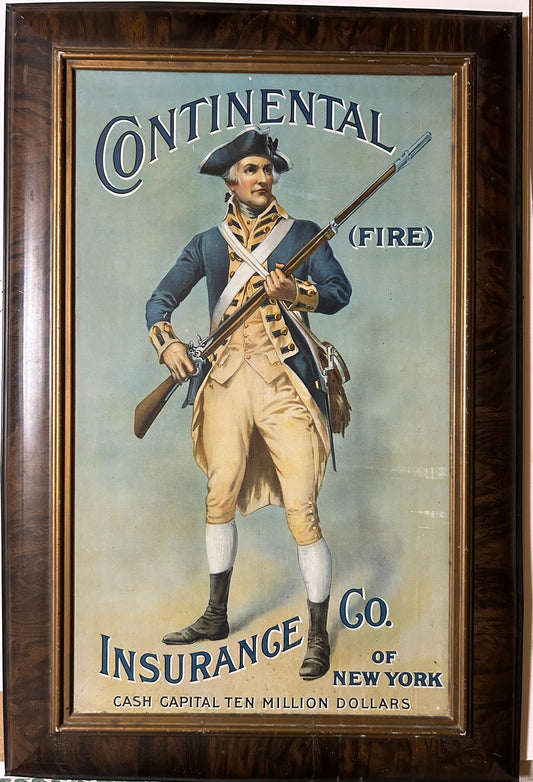 ANTIQUE ADVERTISING TIN SIGN FOR CONTINENTAL FIRE INSURANCE CO.