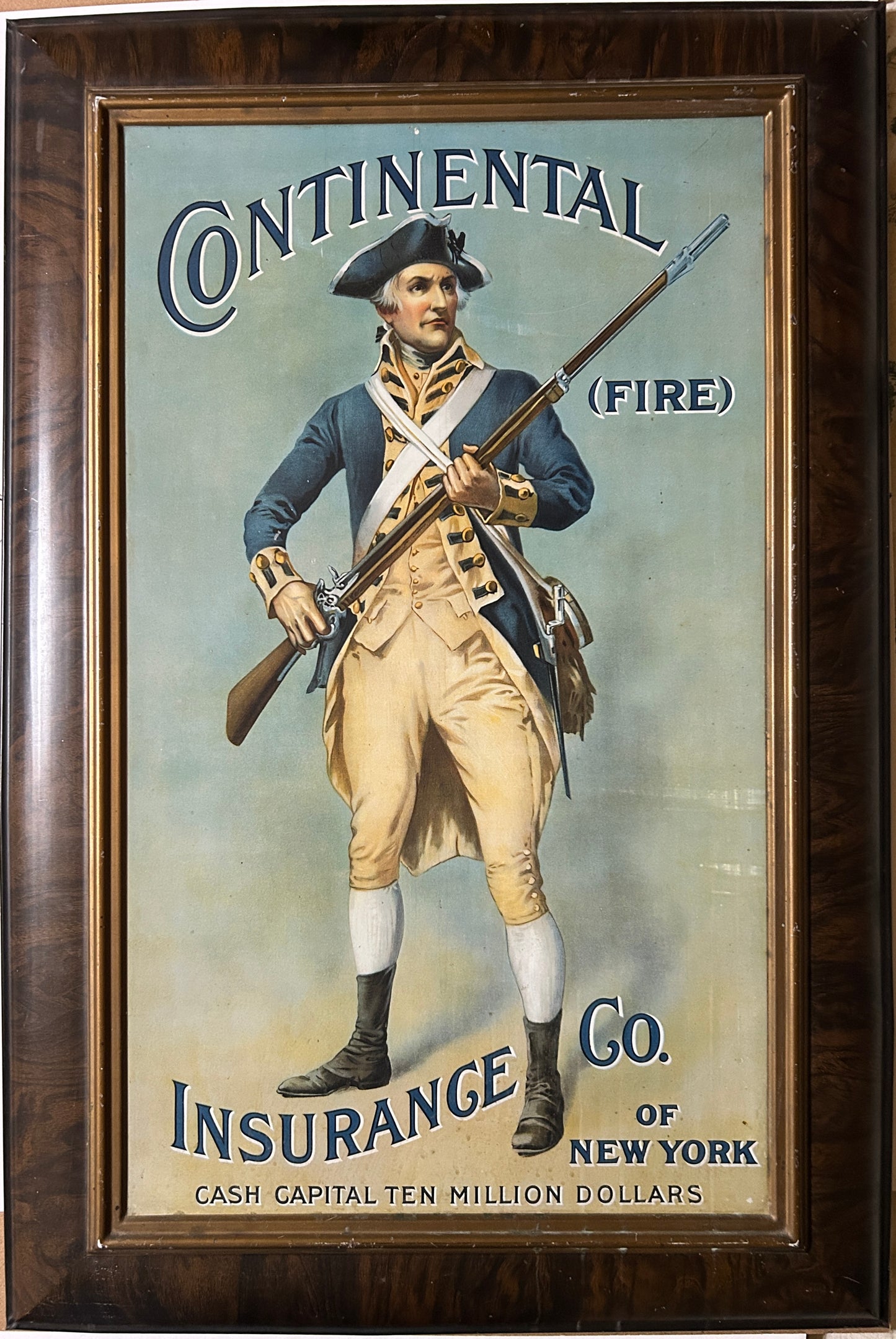 ANTIQUE ADVERTISING TIN SIGN FOR CONTINENTAL FIRE INSURANCE CO.