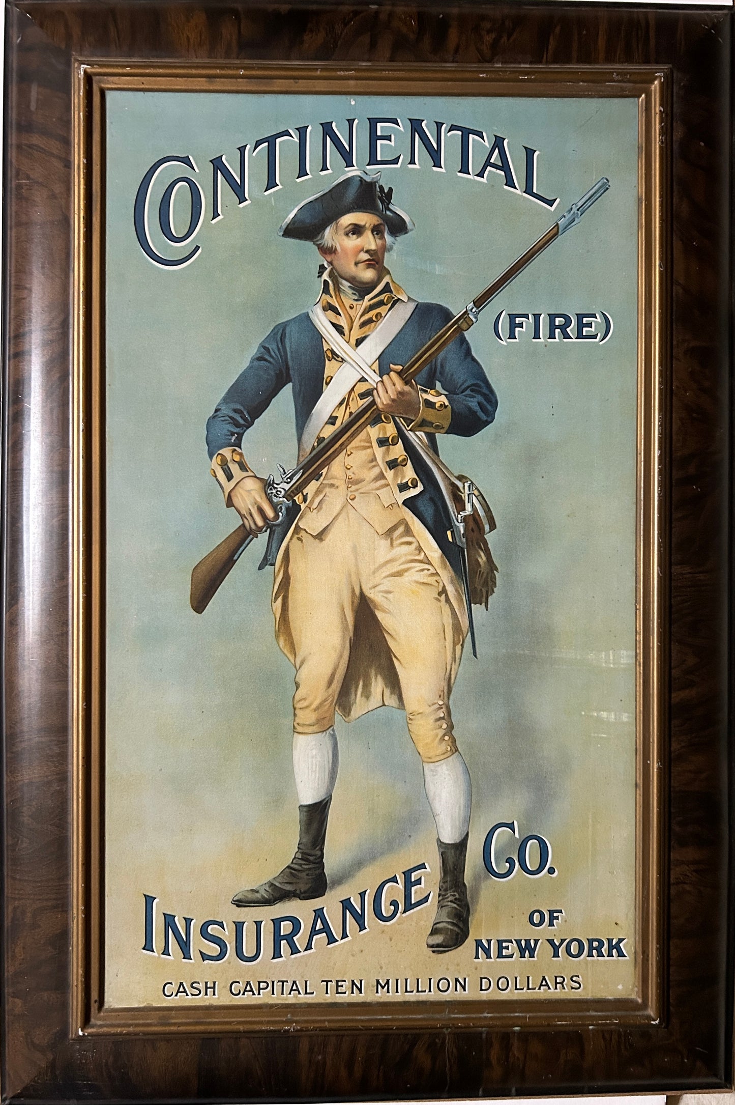 ANTIQUE ADVERTISING TIN SIGN FOR CONTINENTAL FIRE INSURANCE CO.